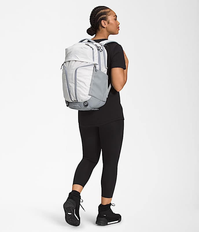 Load image into Gallery viewer, One Size / Tnf White Metallic Melange The North Face Women's Surge Backpack In TNF White Metallic Melange The North Face Women's Surge Backpack – White The North Face
