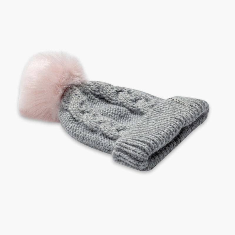 Load image into Gallery viewer, Smoke Turtle Fur Lizzy Faux Fur Pom Beanie - Youth Turtle Fur
