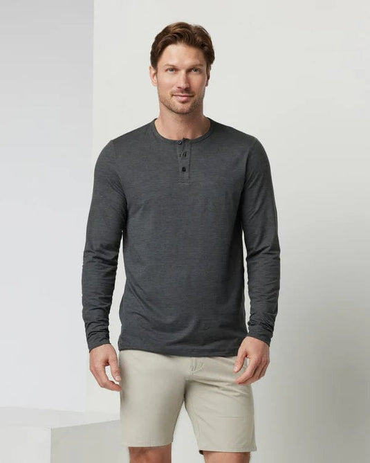 Charcoal Heather / SM Vuori Long-Sleeve Ease Performance Henley - Men's Vuori Long-Sleeve Ease Performance Henley - Men's Vuori