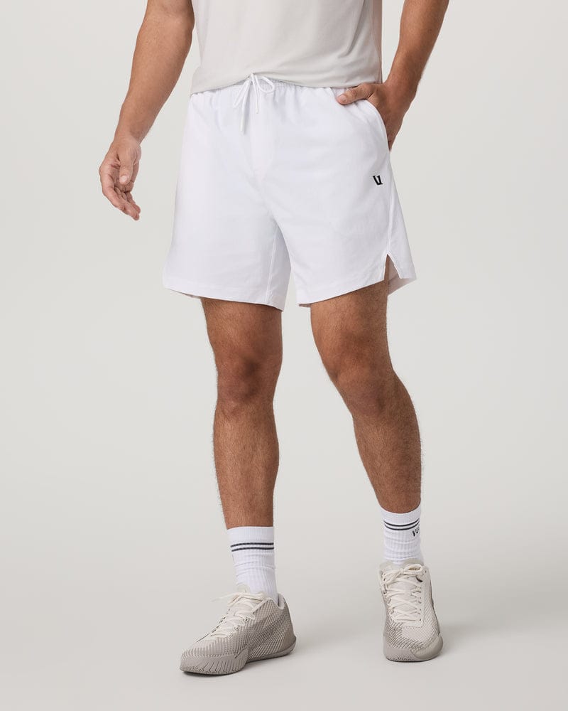 Load image into Gallery viewer, Vuori Men's Crosscourt Short Unlined 7" in White Vuori Men's Crosscourt Short Unlined 7" in White Vuori
