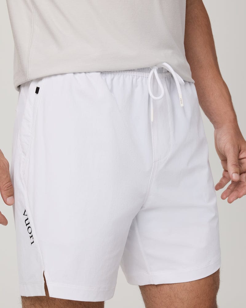 Load image into Gallery viewer, S / White Vuori Men's Crosscourt Short Unlined 7" in White Vuori Men's Crosscourt Short Unlined 7" in White Vuori
