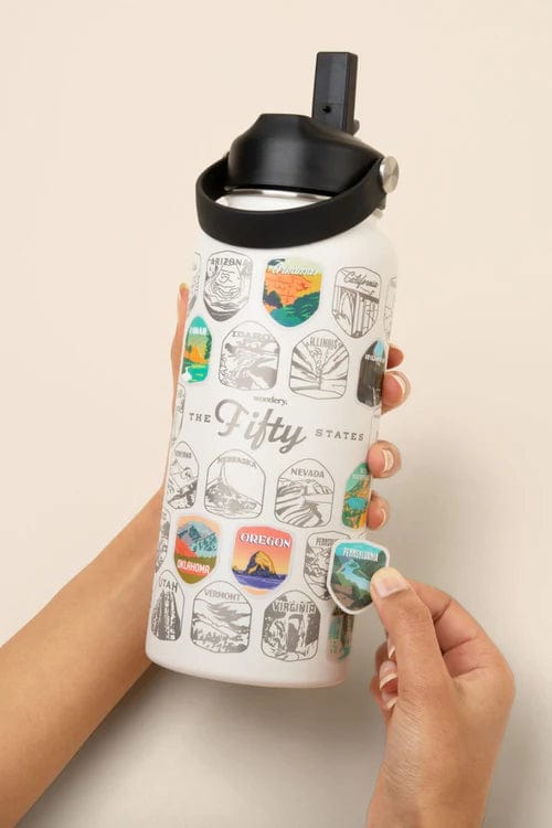 Load image into Gallery viewer, Cream / 32oz Wondery Fifty States Bucket List Water Bottle Wondery Fifty States Bucket List Water Bottle Wondery
