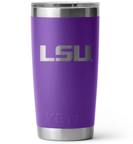 Purple Yeti LSU Rambler 20oz Magslider Lid in Purple Yeti LSU Rambler 20oz Magslider Lid in Purple Yeti Coolers