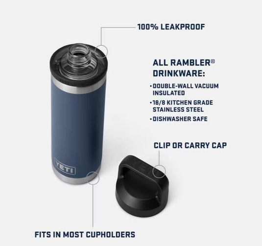 Navy Yeti Rambler 18 Oz Bottle Chug in Navy Yeti Rambler 18 Oz Bottle Chug in Navy Yeti Coolers