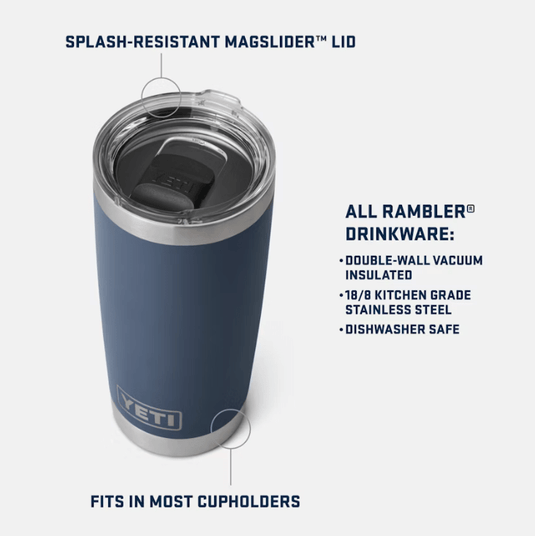 Sandstone Yeti Rambler 20oz Tumbler with Magslider Lid Sandstone Yeti Coolers