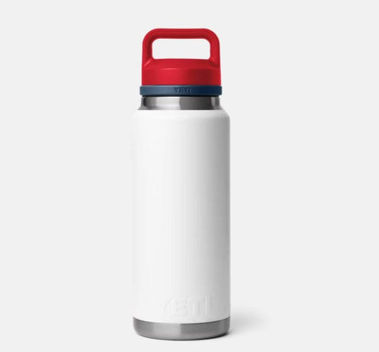 White / Navy / Rescue Red Yeti Rambler 36 Oz Bottle Chug in White / Navy / Rescue Red Yeti Rambler 36 Oz Bottle Chug in White / Navy / Rescue Red Yeti Coolers