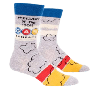 Load image into Gallery viewer, Multi Blue Q Men&#39;s &quot;President of the Local Gas Company&quot; Crew Socks Blue Q
