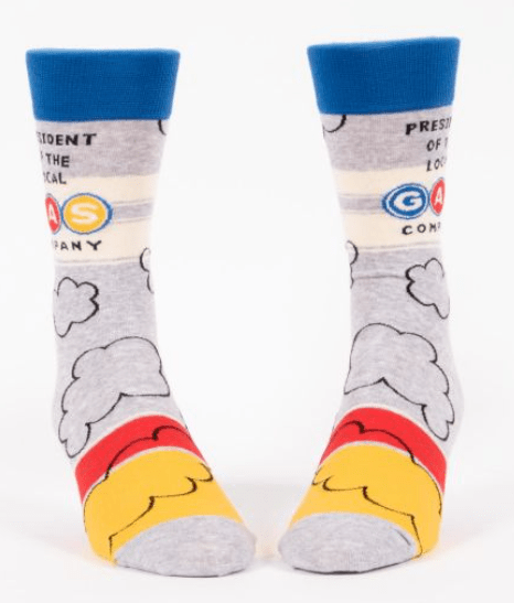 Load image into Gallery viewer, Multi Blue Q Men&#39;s &quot;President of the Local Gas Company&quot; Crew Socks Blue Q
