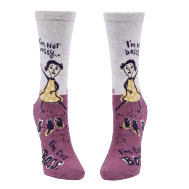 Load image into Gallery viewer, Multi Blue Q Women&#39;s &quot;I&#39;m Not Bossy, I&#39;m the BOSS&quot; Crew Socks Blue Q
