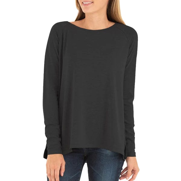 Load image into Gallery viewer, Heather Black / SM Free Fly Bamboo Everyday Flex Long Sleeve Shirt - Women&#39;s Free Fly
