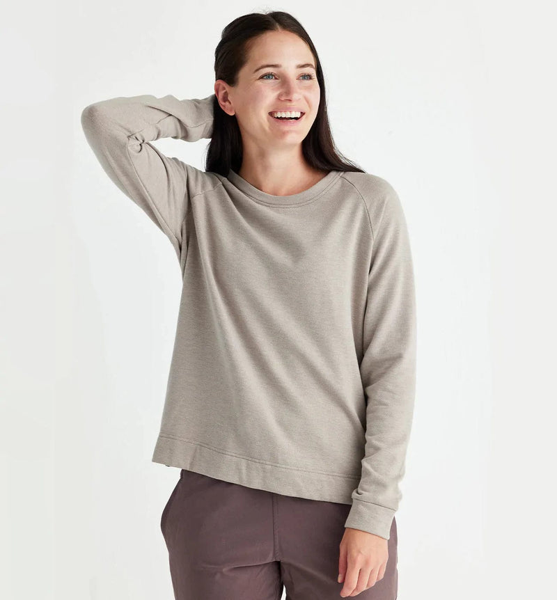 Load image into Gallery viewer, Heather Stone / SM Free Fly Bamboo Fleece Crewneck - Women&#39;s Free Fly
