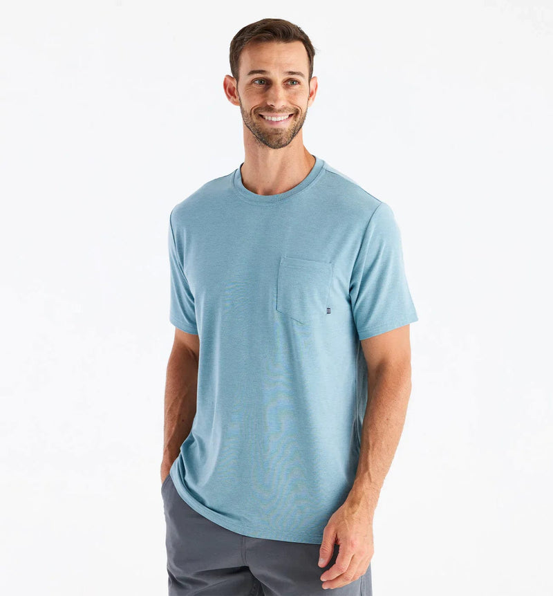 Load image into Gallery viewer, Heather Mineral / SM Free Fly Bamboo Flex Pocket T-Shirt - Men&#39;s Free Fly
