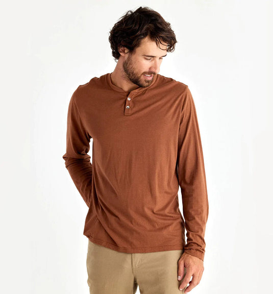 Desert Sand Red / MED Free Fly Bamboo Heritage Henley - Men's Free Fly