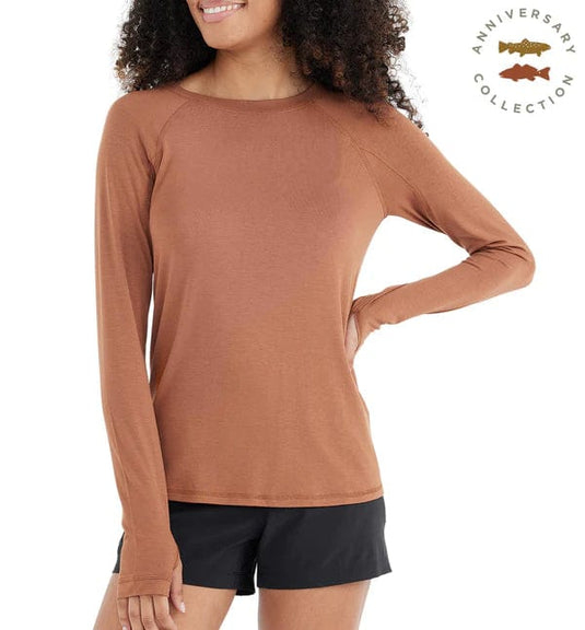 Desert Red Sand / SM Free Fly Bamboo Midweight Long Sleeve Crew Shirt - Women's Free Fly
