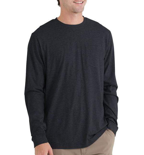 Load image into Gallery viewer, Heather Black / MED Free Fly Men&#39;s Bamboo Heritage Pocket Ls Free Fly
