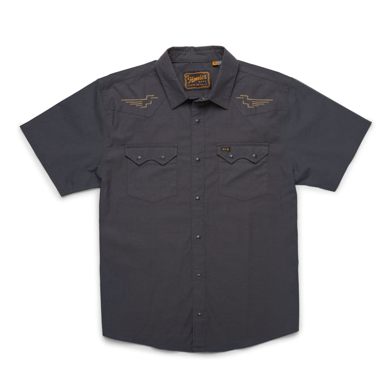 Load image into Gallery viewer, Pictograph: Black Chambray / MED Howler Bros Crosscut Deluxe Shortsleeve Shirt - Men&#39;s Howler Bros
