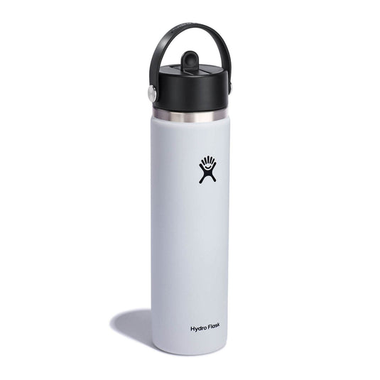 White Hydro Flask 24 Oz Wide Mouth with Flex Straw Cap Hydro Flask