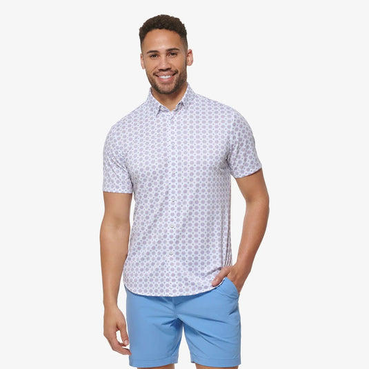 Lavender Lustre Floral Print / MED Mizzen + Main Halyard Shortsleeve Shirt - Men's Mizzen + Main