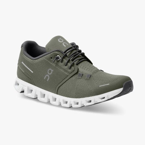 On Running Men's Cloud 5 Shoes in Olive & White On Running