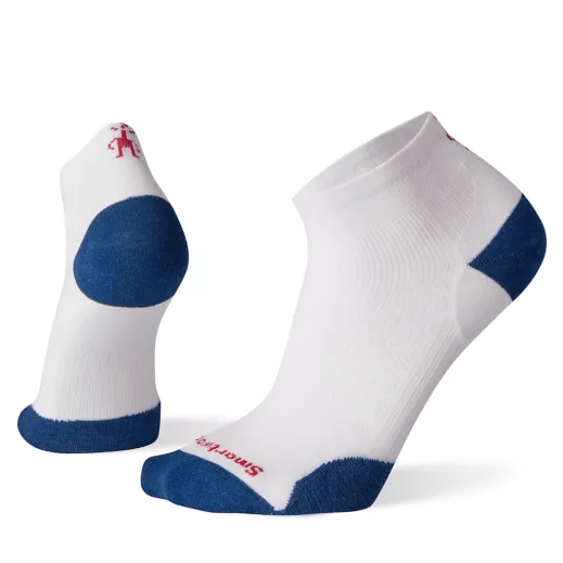 White-Alpine Blue / MED Smartwool Men's Performance Run Zero Cushion Low Cut Socks SMARTWOOL CORP