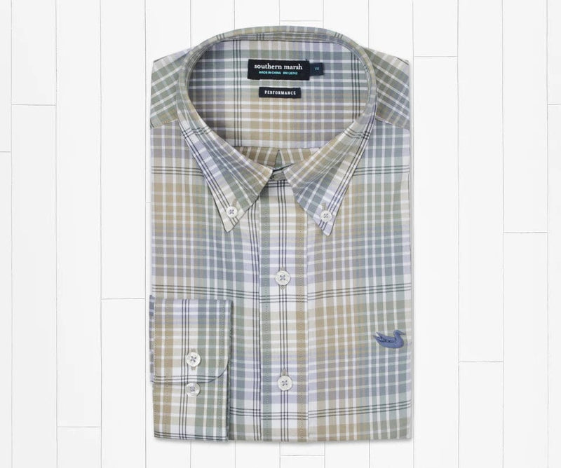 Load image into Gallery viewer, Sage with Olive / SM Southern Marsh Bayamon Performance Dress Shirt - Men&#39;s Southern Marsh
