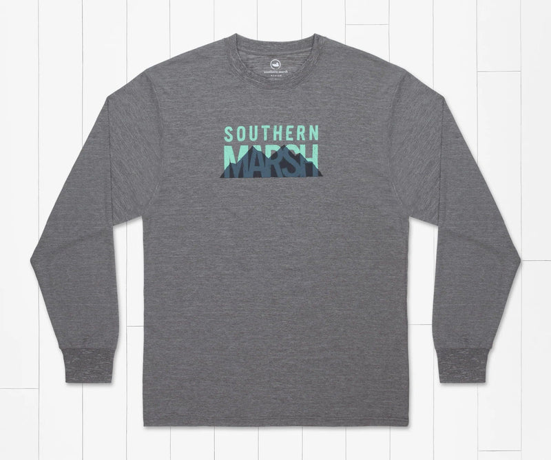 Load image into Gallery viewer, Midnight Gray / SM Southern Marsh Fieldtec Heathered Performance Tee - Marsh Mountains - Long Sleeve - Men&#39;s Southern Marsh
