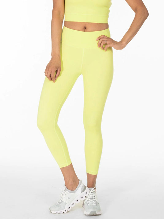 Sustainable High Waisted Recycled Sports Leggings/Lemon Print