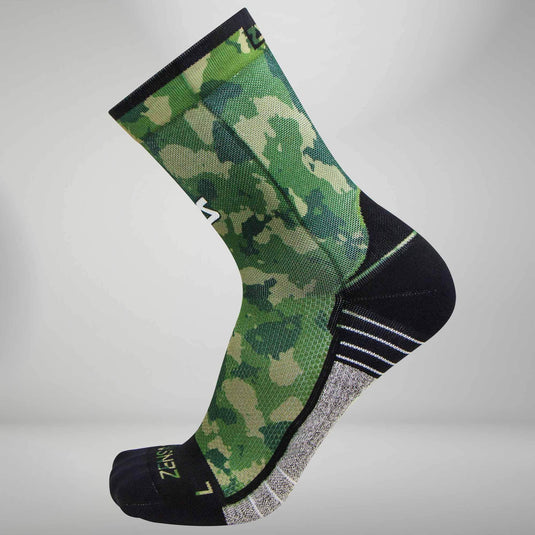 Army Green / MED Zensah Men's Army Green Camo Mini Crew Socks Zensah