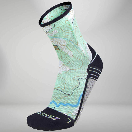 Green / MED Zensah Men's Topography Mini Crew Socks Zensah